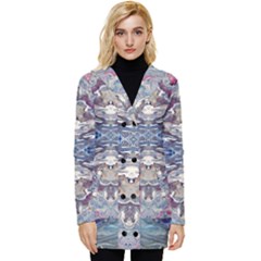 Abstract Pouring Button Up Hooded Coat  by kaleidomarblingart