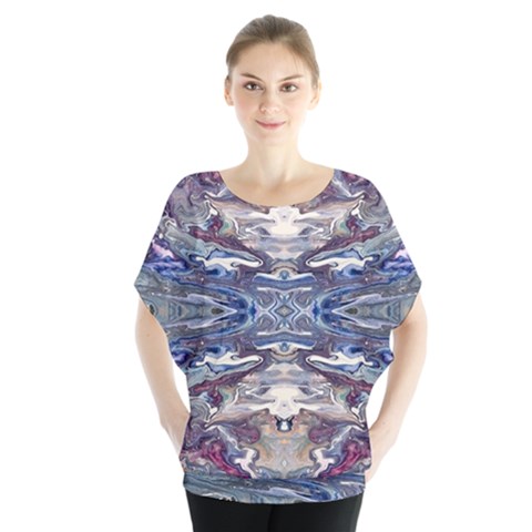 Abstract Pouring Batwing Chiffon Blouse by kaleidomarblingart