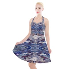 Abstract Pouring Halter Party Swing Dress  by kaleidomarblingart