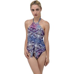 Abstract Pouring Go With The Flow One Piece Swimsuit by kaleidomarblingart