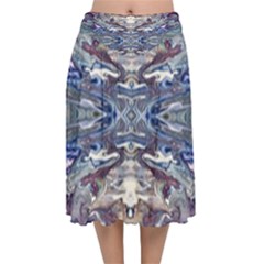 Abstract Pouring Velvet Flared Midi Skirt by kaleidomarblingart