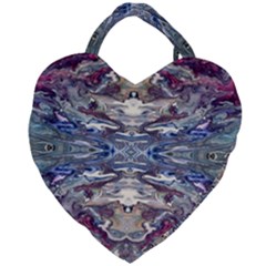 Abstract Pouring Giant Heart Shaped Tote by kaleidomarblingart