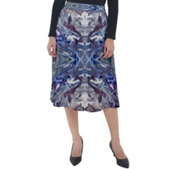 Abstract Pouring Classic Velour Midi Skirt  by kaleidomarblingart