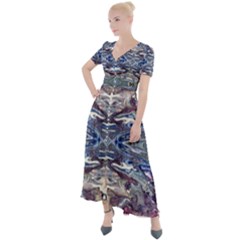 Abstract Pouring Button Up Short Sleeve Maxi Dress by kaleidomarblingart