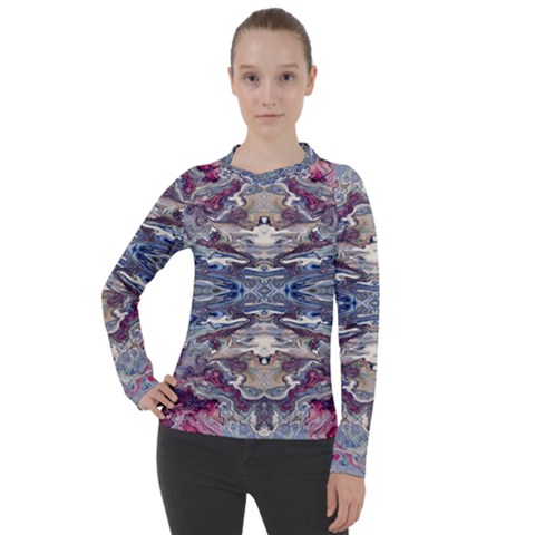 Abstract Pouring Women s Pique Long Sleeve Tee by kaleidomarblingart