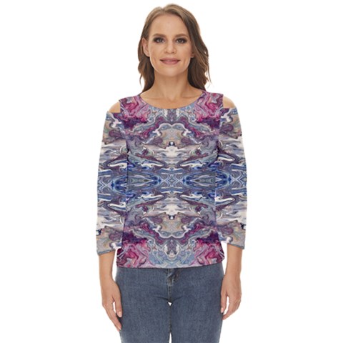 Abstract Pouring Cut Out Wide Sleeve Top by kaleidomarblingart