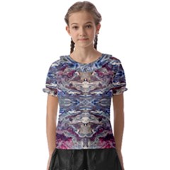 Abstract Pouring Kids  Frill Chiffon Blouse by kaleidomarblingart