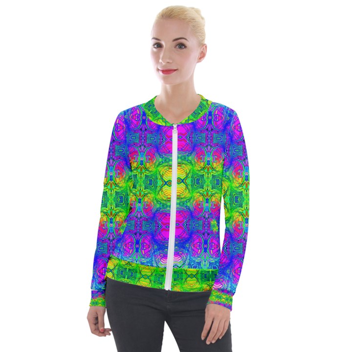 Color Me Happy Velvet Zip Up Jacket