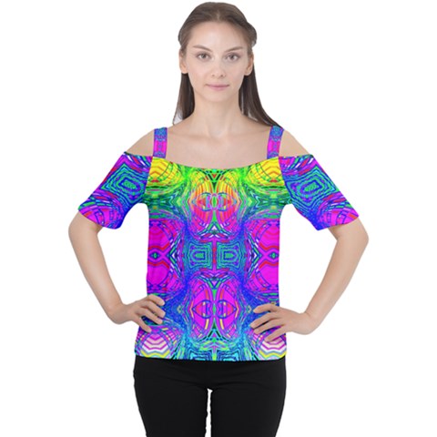 Liquid Rainbows Cutout Shoulder Tee by Thespacecampers