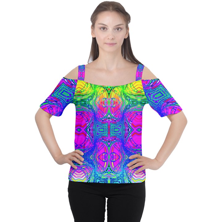 Liquid Rainbows Cutout Shoulder Tee