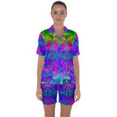 Liquid Rainbows Satin Short Sleeve Pajamas Set by Thespacecampers