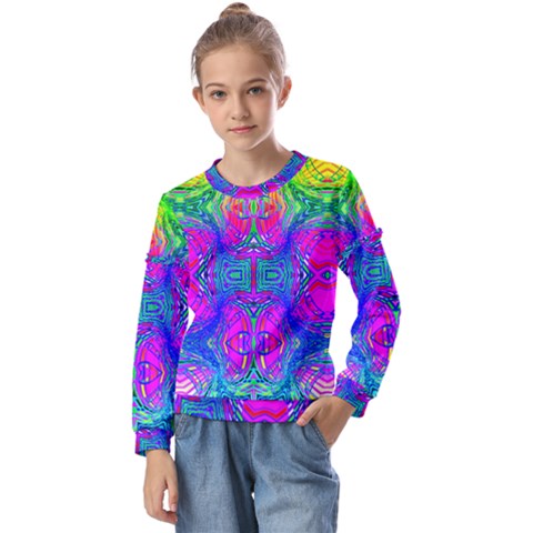 Liquid Rainbows Kids  Long Sleeve Tee With Frill  by Thespacecampers