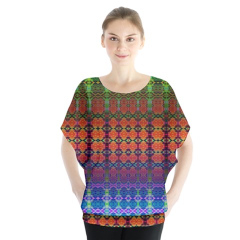 Fractaled Pixels Batwing Chiffon Blouse by Thespacecampers