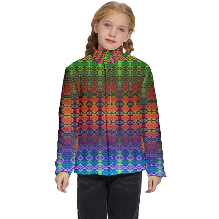 Fractaled Pixels Kids  Puffer Bubble Jacket Coat