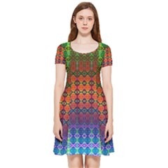 Fractaled Pixels Inside Out Cap Sleeve Dress by Thespacecampers