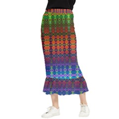 Fractaled Pixels Maxi Fishtail Chiffon Skirt by Thespacecampers