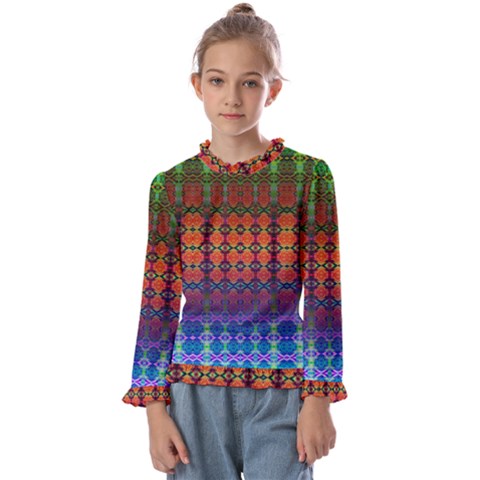 Fractaled Pixels Kids  Frill Detail Tee by Thespacecampers