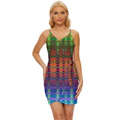 Fractaled Pixels Wrap Tie Front Dress