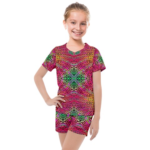 Cheetah Dreams Kids  Mesh Tee And Shorts Set by Thespacecampers