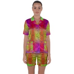 Mirrored Energy Satin Short Sleeve Pajamas Set by Thespacecampers