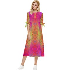 Mirrored Energy Bow Sleeve Chiffon Midi Dress by Thespacecampers