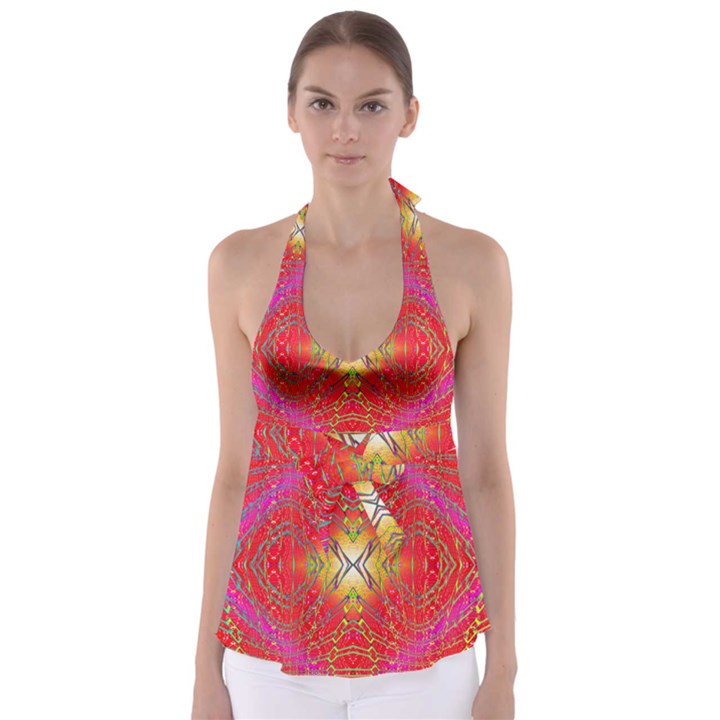 Liquid Lava Babydoll Tankini Top