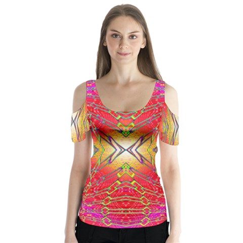 Liquid Lava Butterfly Sleeve Cutout Tee  by Thespacecampers