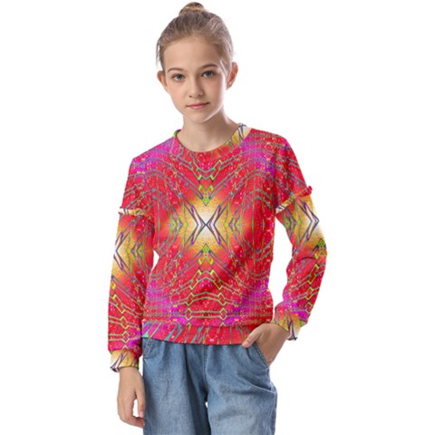 Liquid Lava Kids  Long Sleeve Tee With Frill  by Thespacecampers