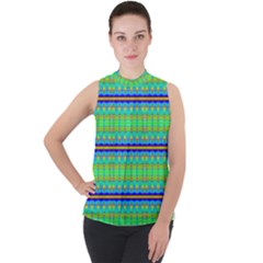 Green Machine Mock Neck Chiffon Sleeveless Top by Thespacecampers