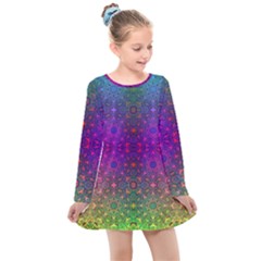 Stained Glass Vision Kids  Long Sleeve Dress by Thespacecampers