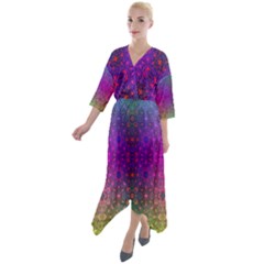 Stained Glass Vision Quarter Sleeve Wrap Front Maxi Dress by Thespacecampers