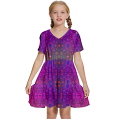 Stained Glass Vision Kids  Short Sleeve Tiered Mini Dress