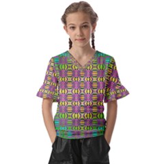 Unidentified  Flying Kids  V-neck Horn Sleeve Blouse