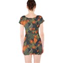 Orange Leaves Short Sleeve Bodycon Dress View2