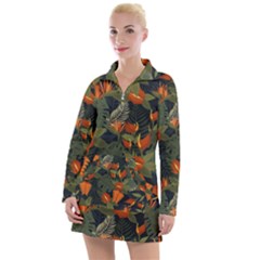 Orange Leaves Women s Long Sleeve Casual Dress by HWDesign