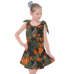 Orange Leaves Kids  Tie Up Tunic Dress by HWDesign