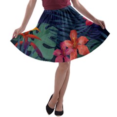 Colorful Flowers A-line Skater Skirt by HWDesign