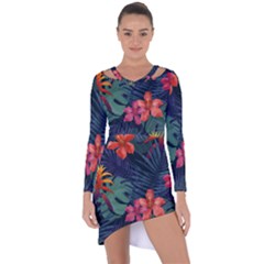 Colorful Flowers Asymmetric Cut-out Shift Dress by HWDesign