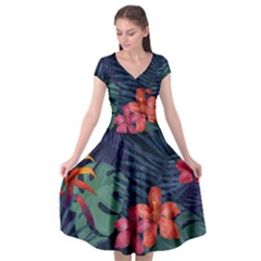 Colorful Flowers Cap Sleeve Wrap Front Dress by HWDesign