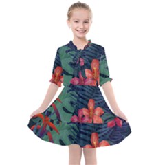 Colorful Flowers Kids  All Frills Chiffon Dress by HWDesign