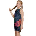 Colorful Flowers Kids  Halter Collar Waist Tie Chiffon Dress View2