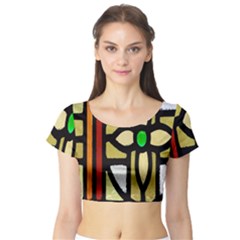 Abstract-0001 Short Sleeve Crop Top by nate14shop