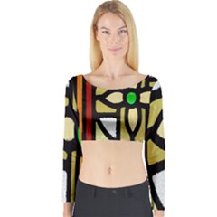 Abstract-0001 Long Sleeve Crop Top by nate14shop