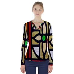 Abstract-0001 V-neck Long Sleeve Top by nate14shop