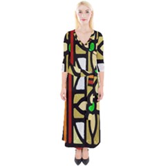 Abstract-0001 Quarter Sleeve Wrap Maxi Dress by nate14shop