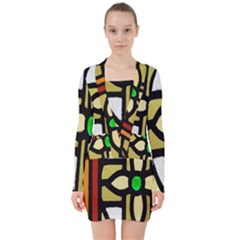 Abstract-0001 V-neck Bodycon Long Sleeve Dress by nate14shop