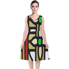 Abstract-0001 V-neck Midi Sleeveless Dress  by nate14shop