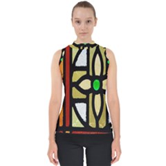 Abstract-0001 Mock Neck Shell Top by nate14shop