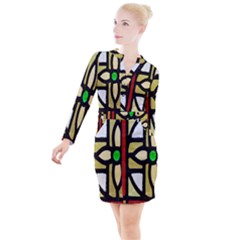 Abstract-0001 Button Long Sleeve Dress by nate14shop