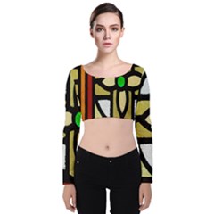 Abstract-0001 Velvet Long Sleeve Crop Top by nate14shop